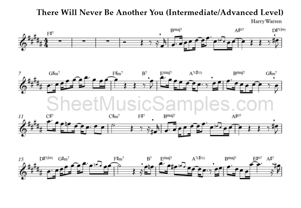 There Will Never Be Another You (Intermediate/Advanced Level)