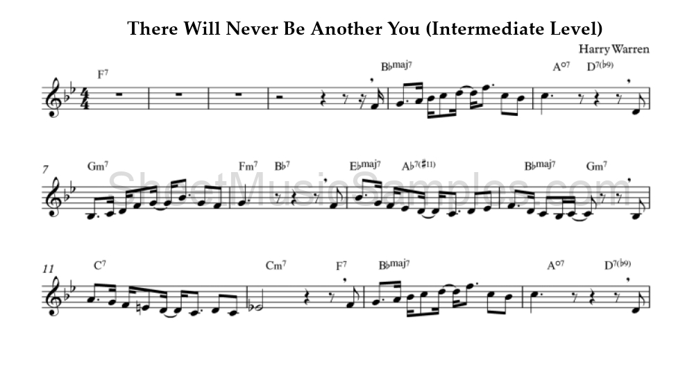 There Will Never Be Another You (Intermediate Level)