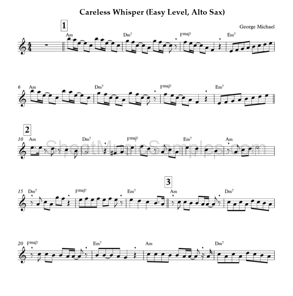 Careless Whisper (Easy Level, Alto Sax)