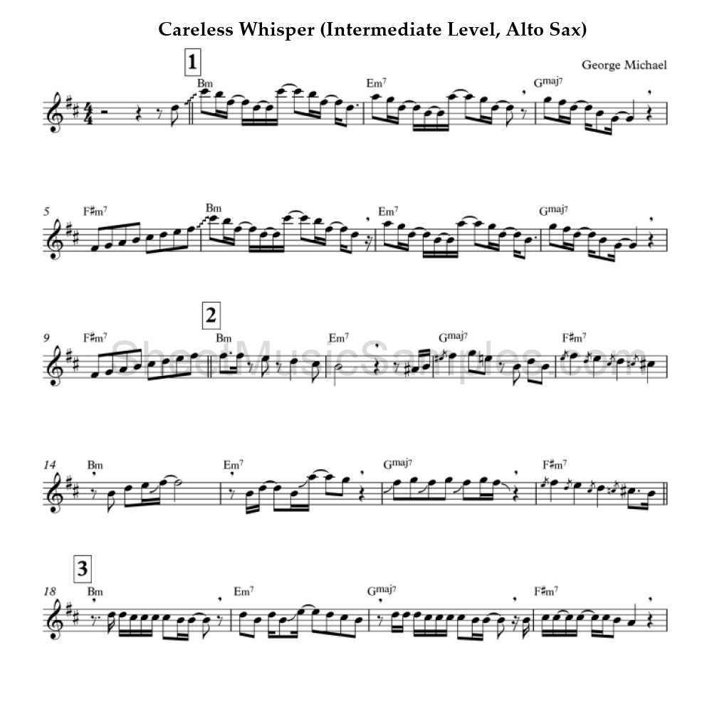 Careless Whisper (Intermediate Level, Alto Sax)