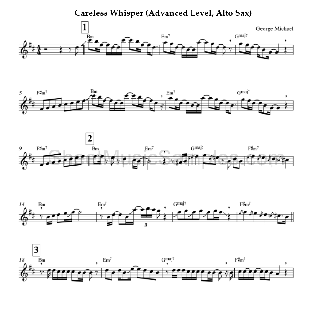 Careless Whisper (Advanced Level, Alto Sax)