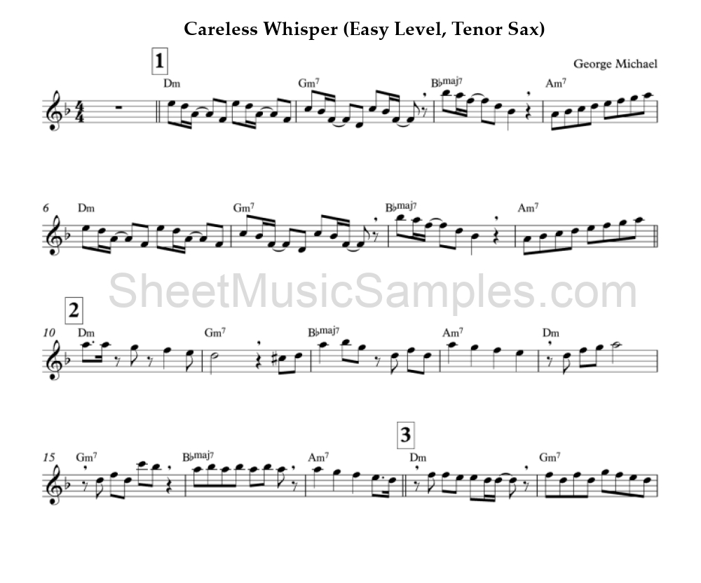 Careless Whisper (Easy Level, Tenor Sax)