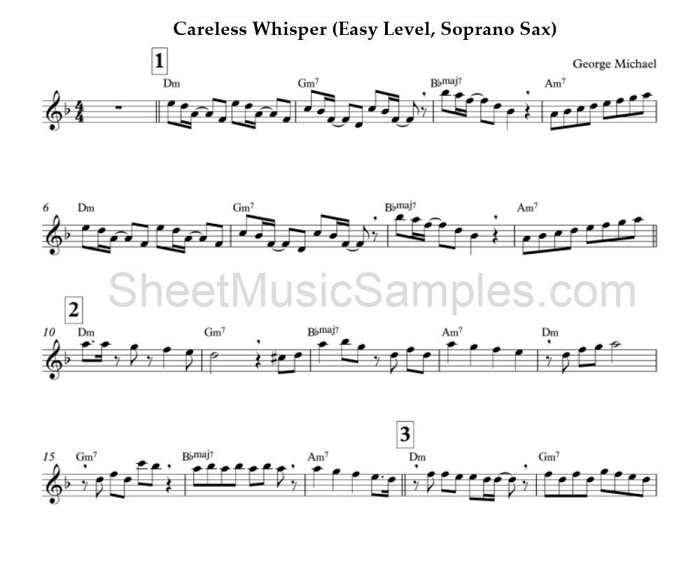 Careless Whisper (Easy Level, Soprano Sax)