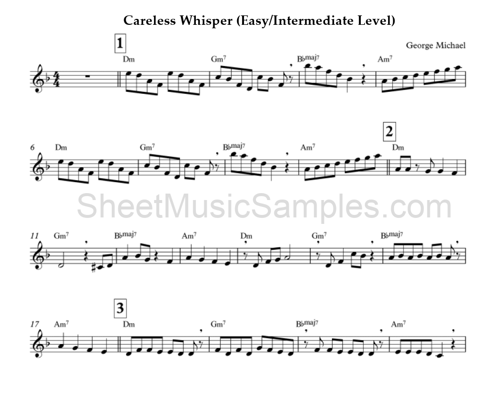 Careless Whisper (Easy/Intermediate Level)