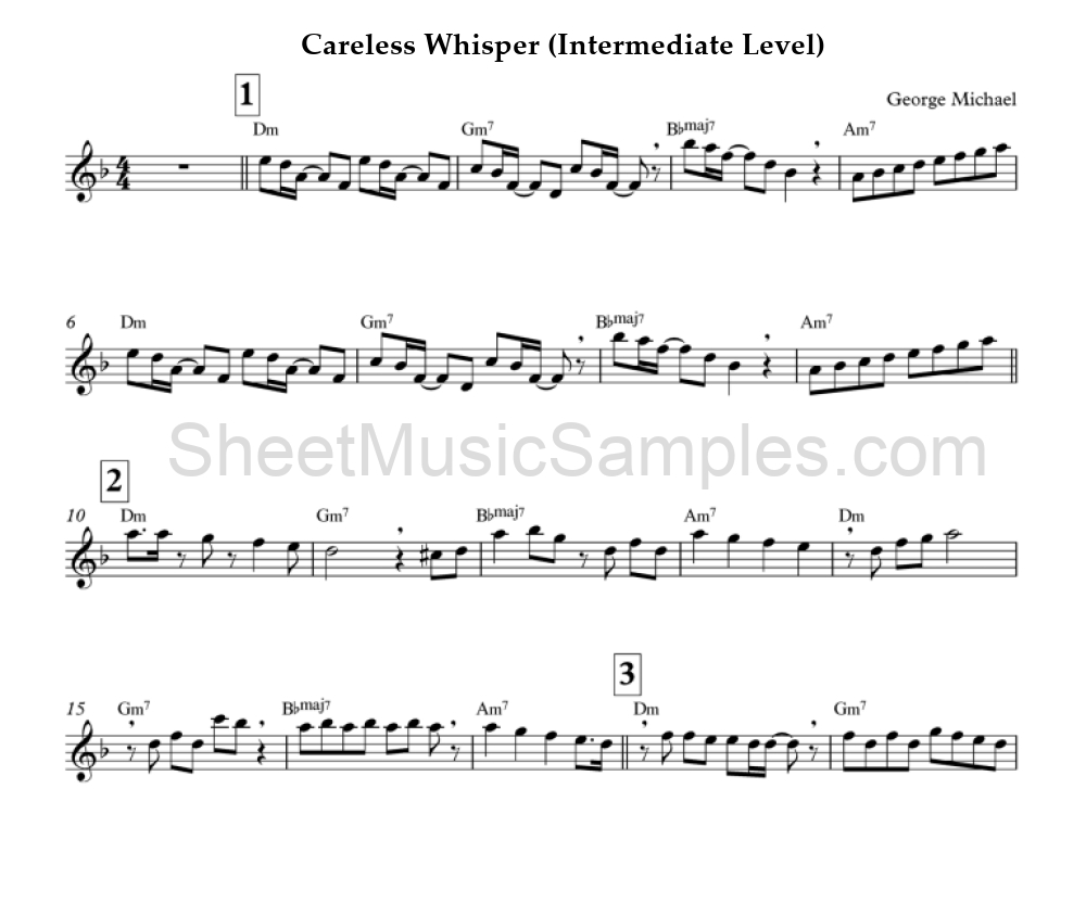 Careless Whisper (Intermediate Level)