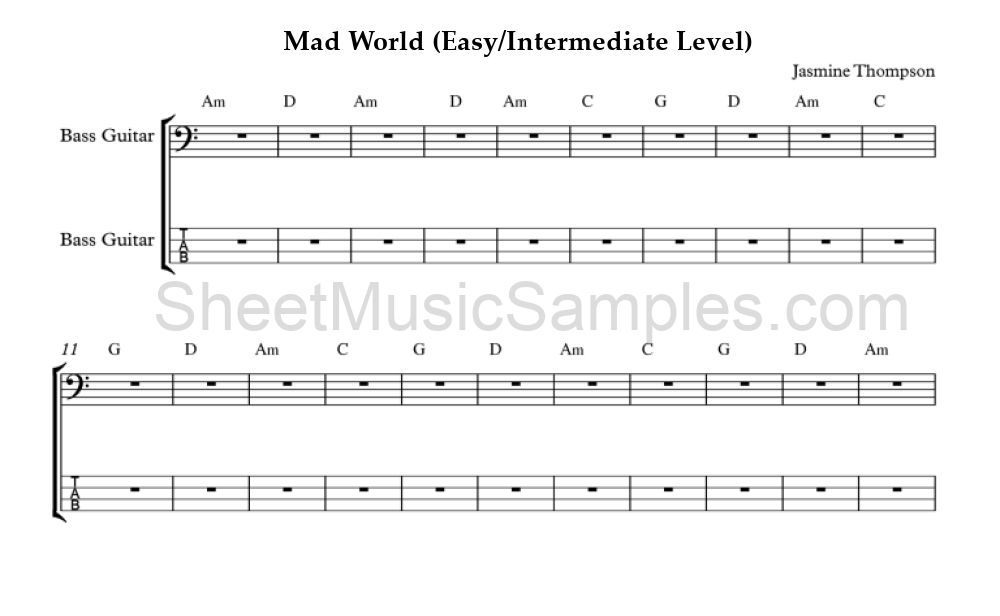 Mad World (Easy/Intermediate Level)