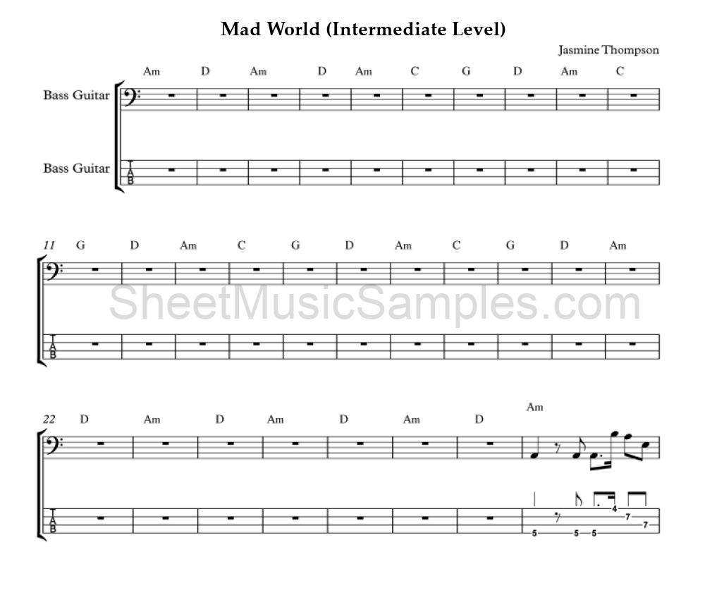 Mad World (Intermediate Level)