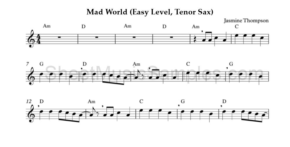 Mad World (Easy Level, Tenor Sax)