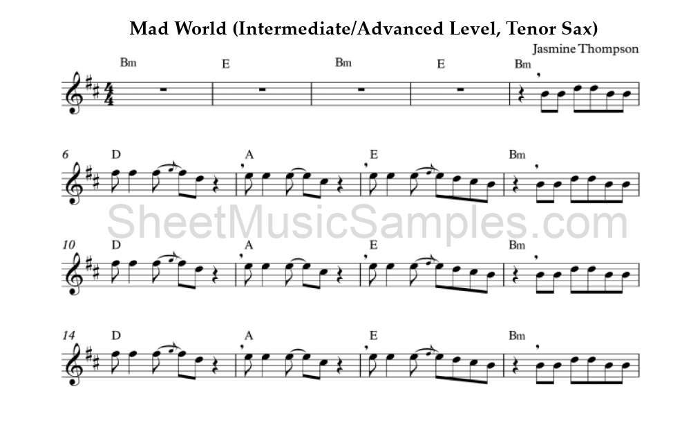 Mad World (Intermediate/Advanced Level, Tenor Sax)