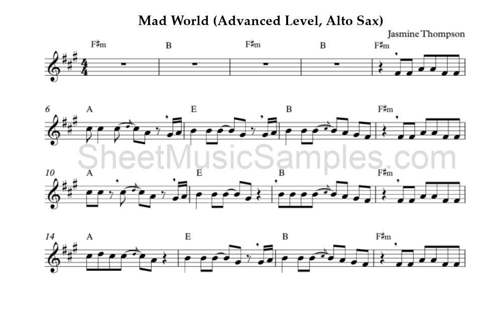 Mad World (Advanced Level, Alto Sax)