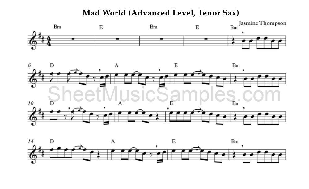 Mad World (Advanced Level, Tenor Sax)