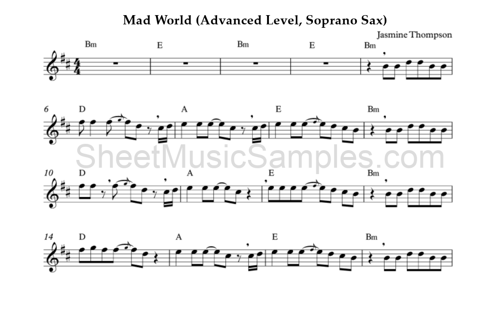 Mad World (Advanced Level, Soprano Sax)