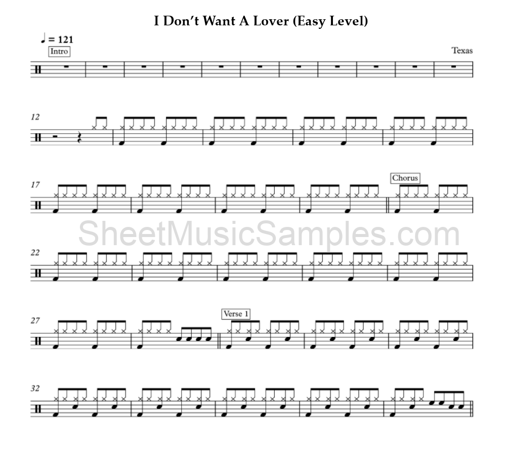 I Don’t Want A Lover (Easy Level)