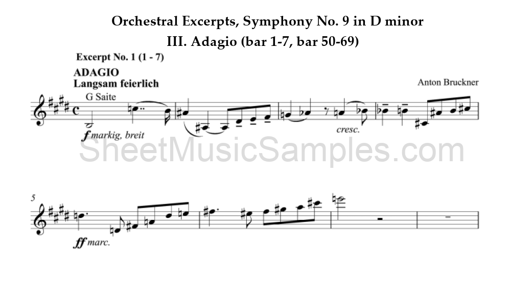 Orchestral Excerpts, Symphony No. 9 in D minor - III. Adagio (bar 1-7, bar 50-69)