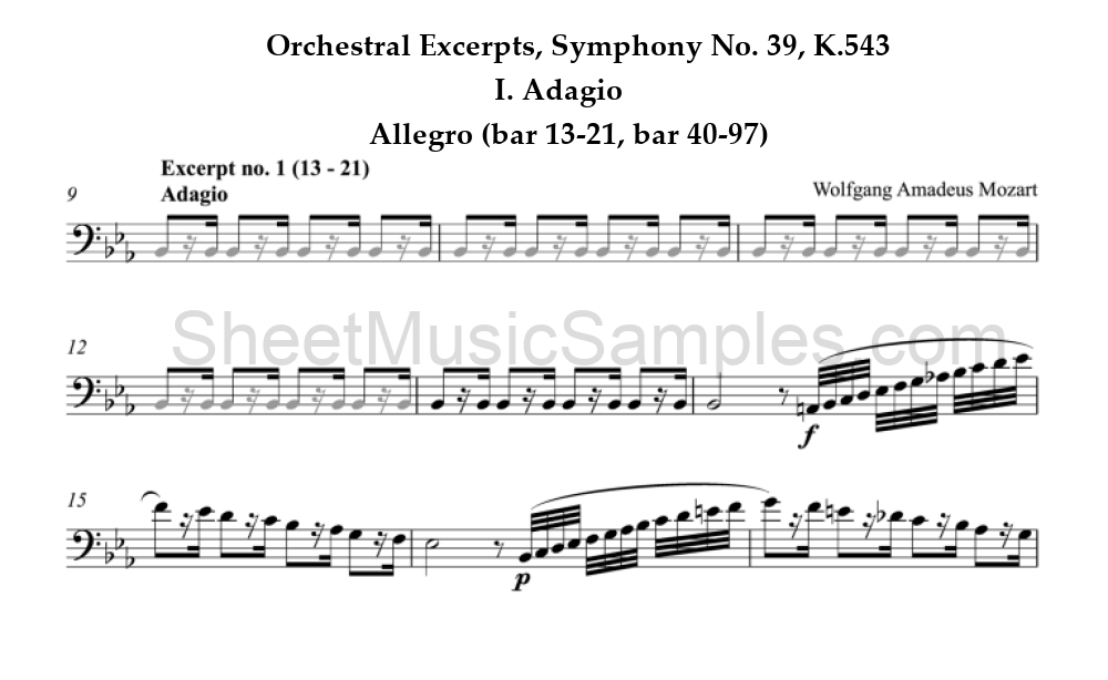 Orchestral Excerpts, Symphony No. 39, K.543 - I. Adagio - Allegro (bar 13-21, bar 40-97)