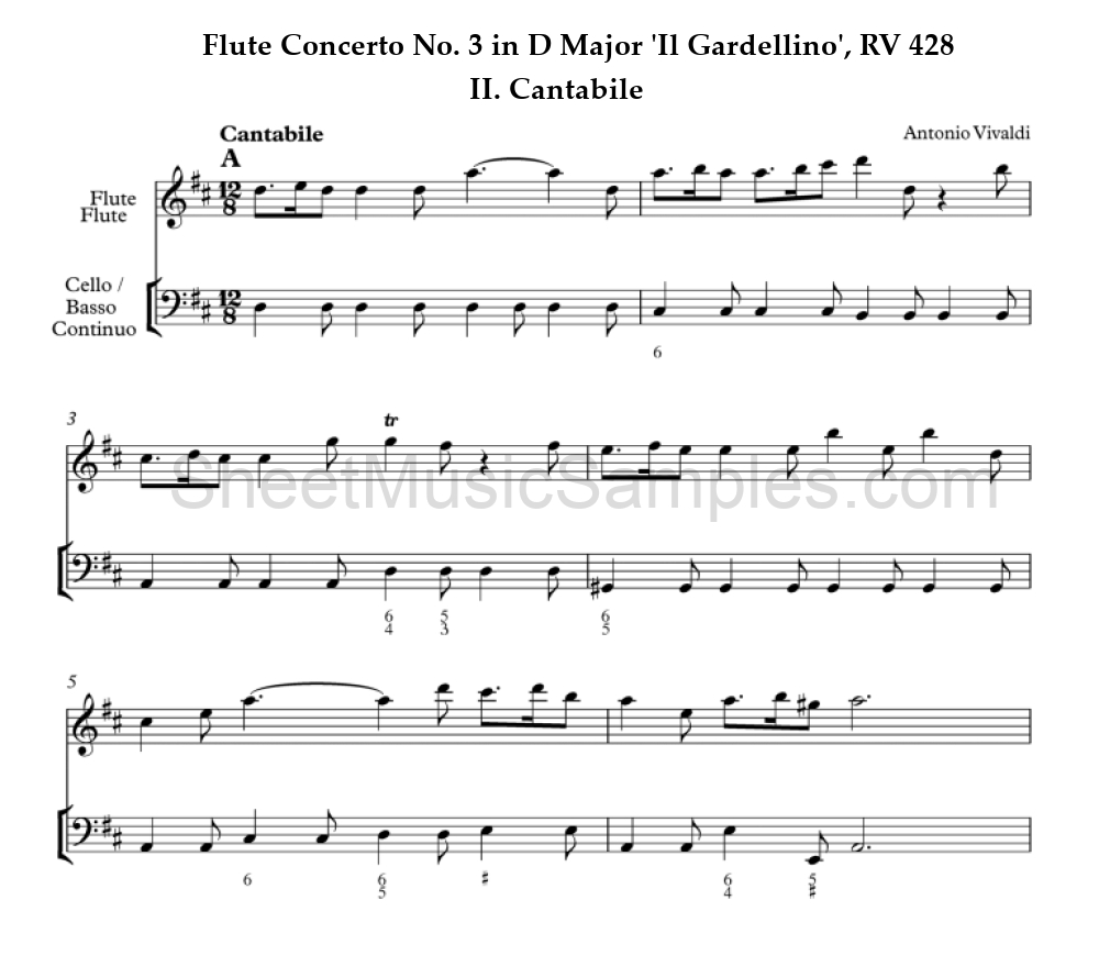 Flute Concerto No. 3 in D Major 'Il Gardellino', RV 428 - II. Cantabile