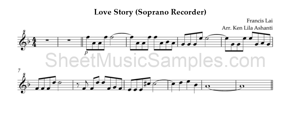 Love Story (Soprano Recorder)