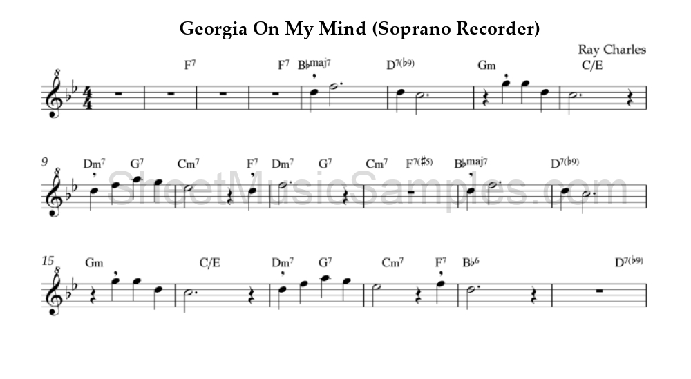 Georgia On My Mind (Soprano Recorder)