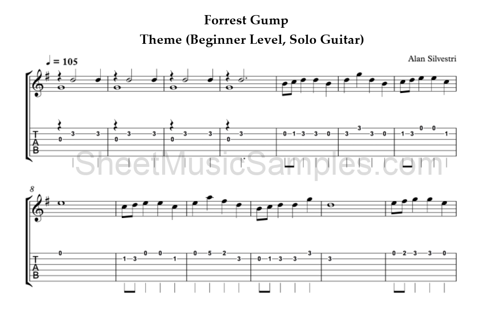 Forrest Gump - Theme (Beginner Level, Solo Guitar)