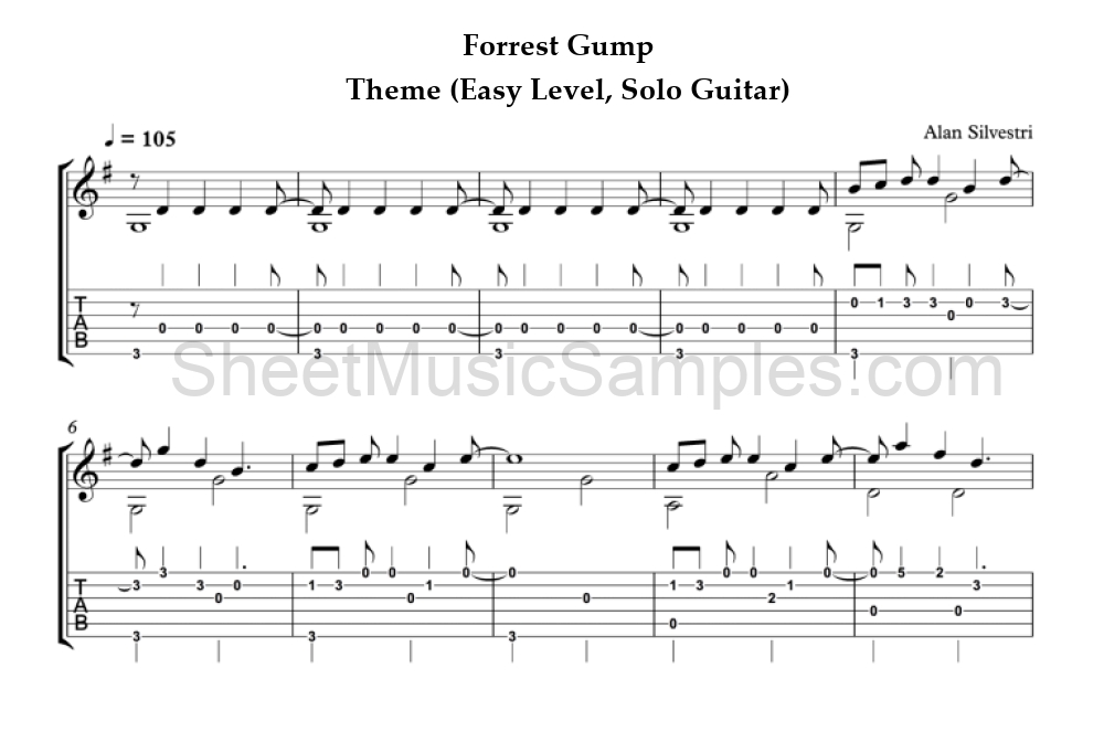 Forrest Gump - Theme (Easy Level, Solo Guitar)