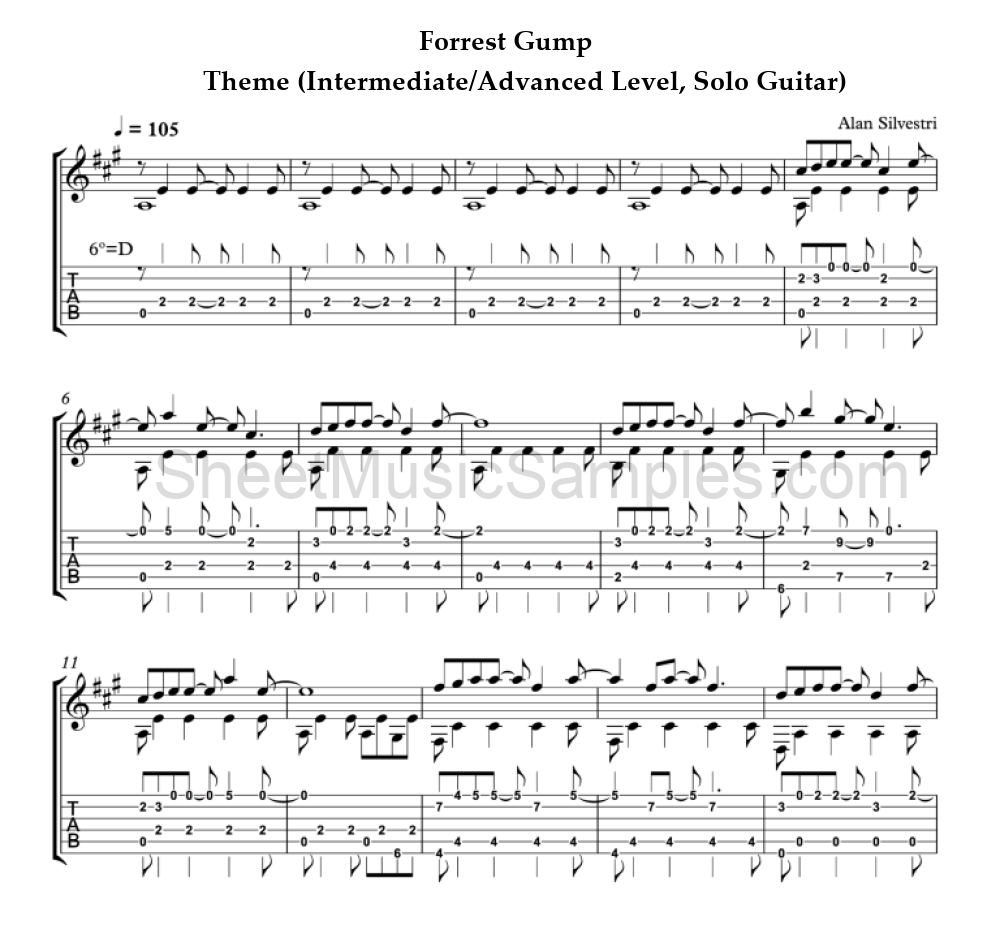 Forrest Gump - Theme (Intermediate/Advanced Level, Solo Guitar)