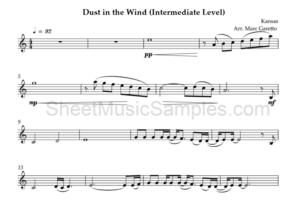 Dust in the Wind (Intermediate Level)