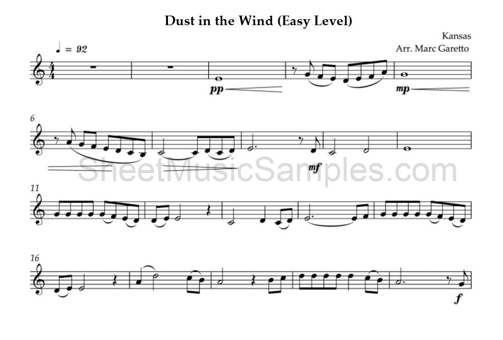 Dust in the Wind (Easy Level)