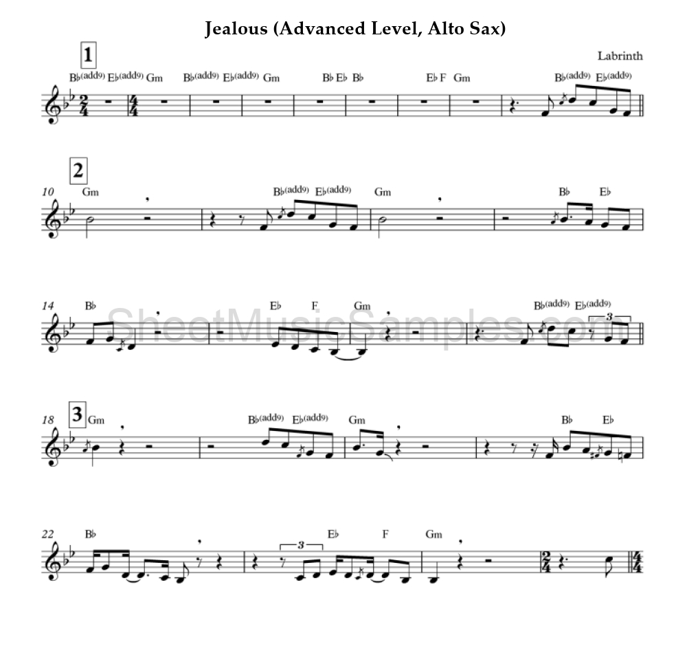 Jealous (Advanced Level, Alto Sax)