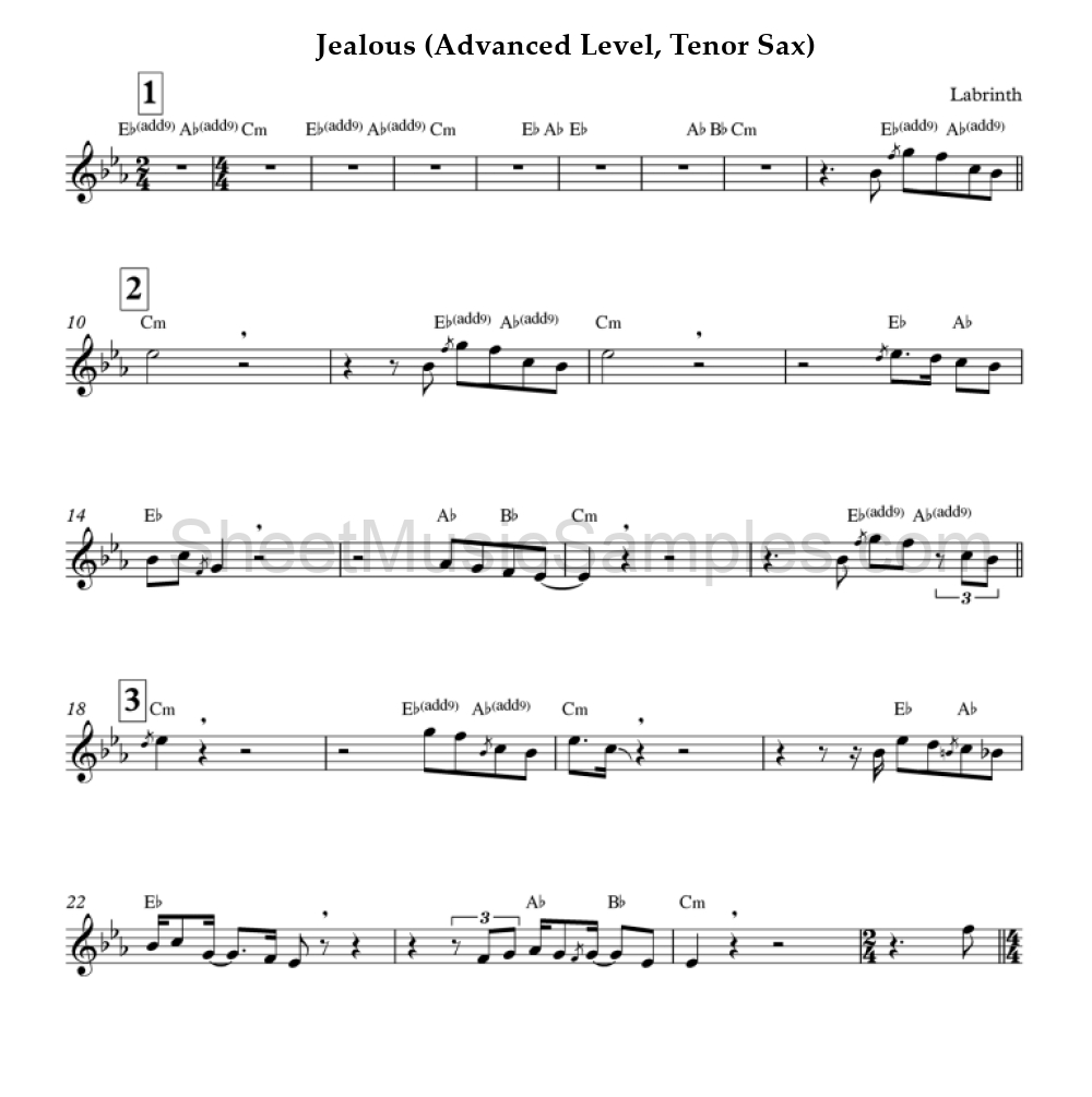 Jealous (Advanced Level, Tenor Sax)