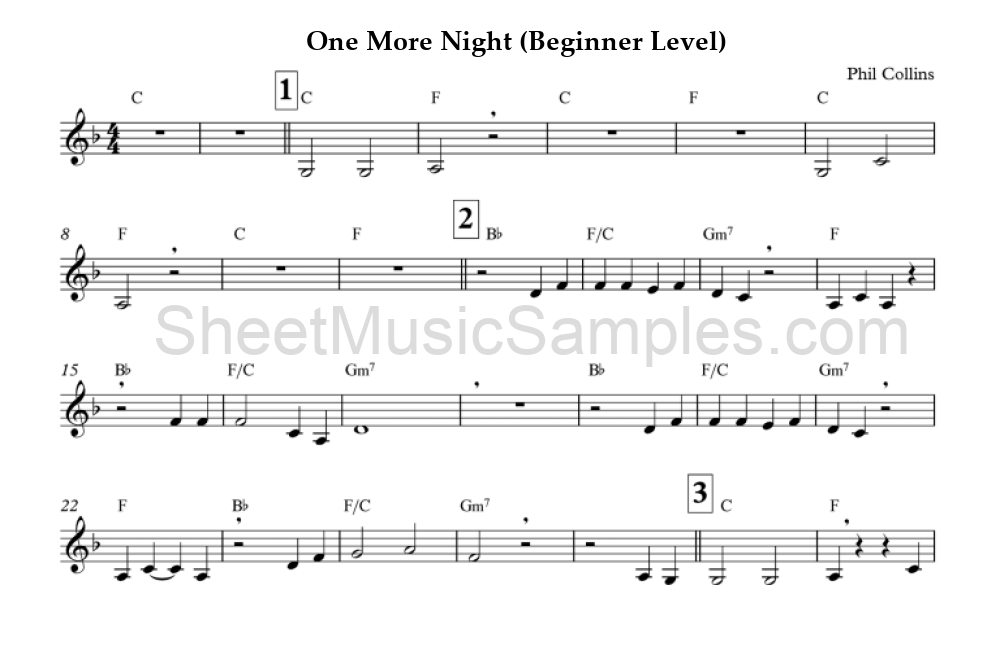 One More Night (Beginner Level)