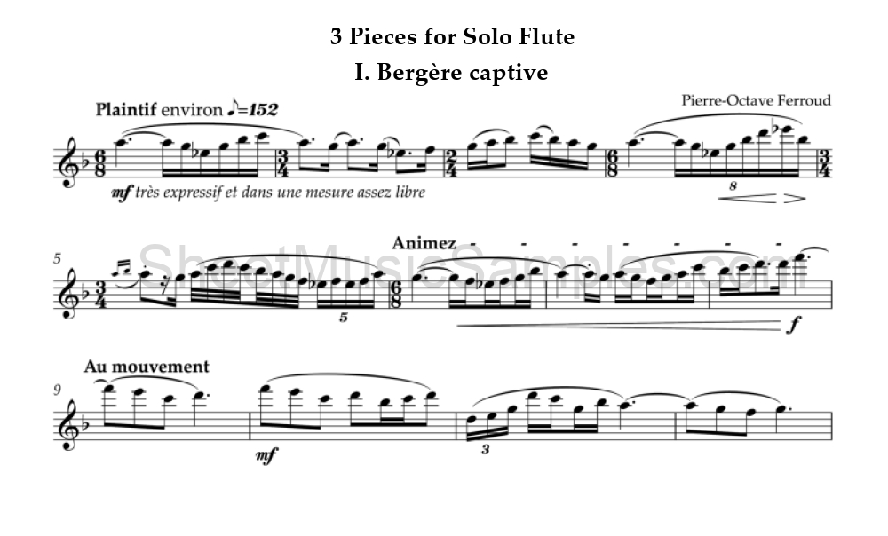 3 Pieces for Solo Flute - I. Bergère captive