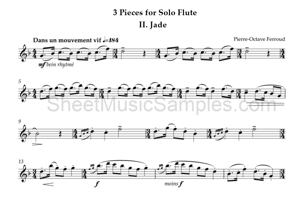 3 Pieces for Solo Flute - II. Jade