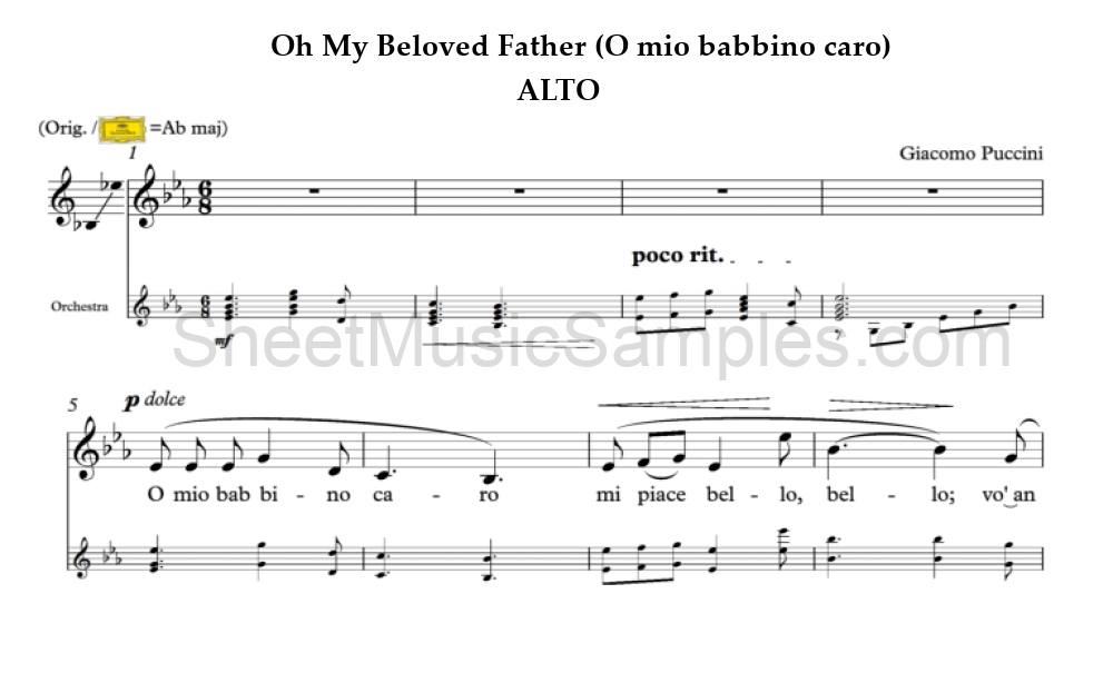 Oh My Beloved Father (O mio babbino caro) - ALTO