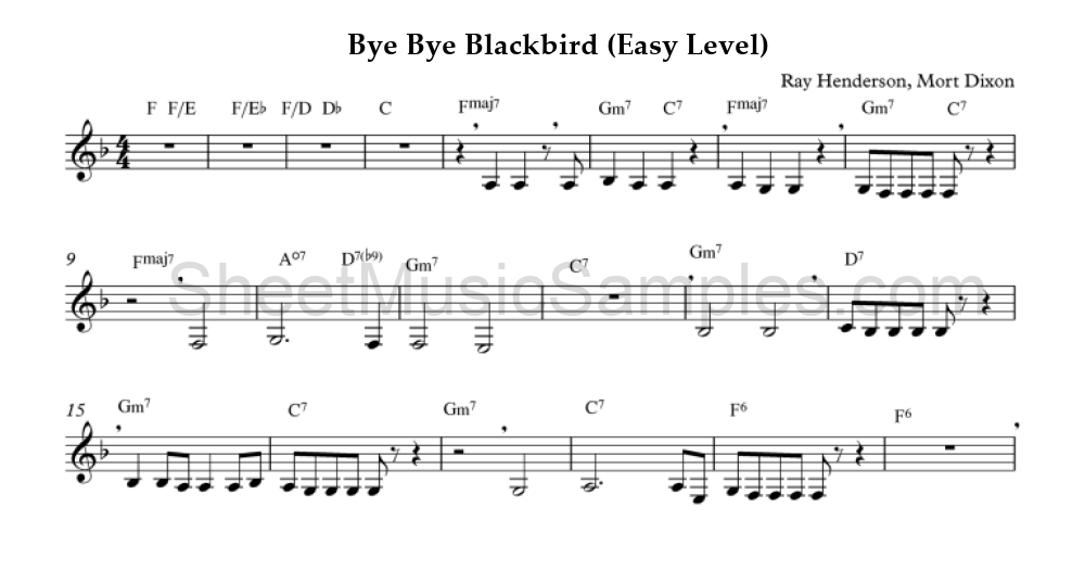 Bye Bye Blackbird (Easy Level)