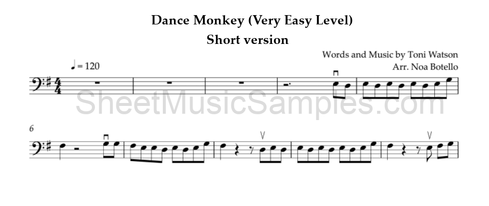 Dance Monkey (Very Easy Level) - Short version