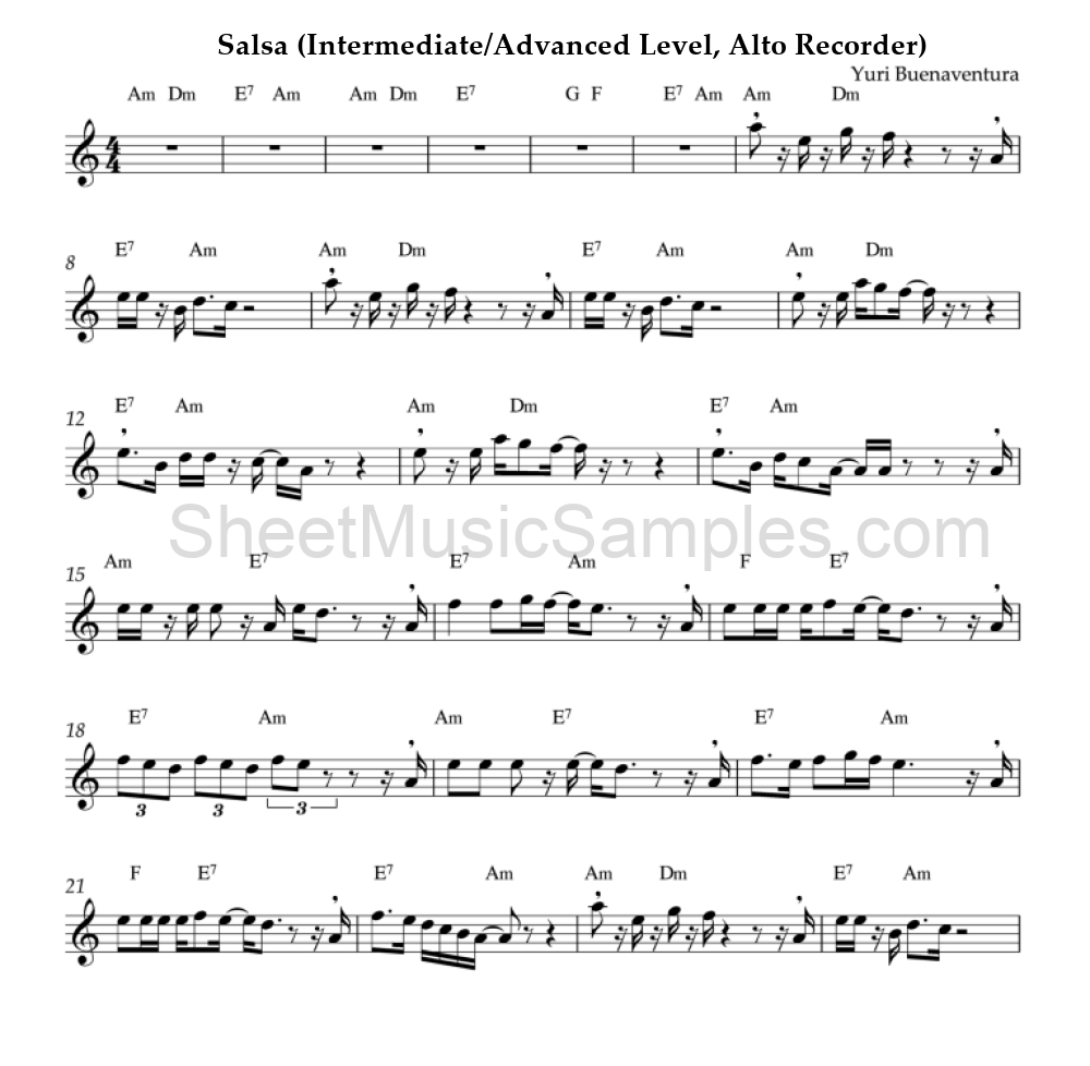 Salsa (Intermediate/Advanced Level, Alto Recorder)