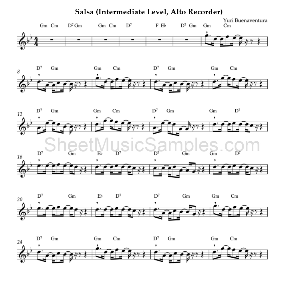 Salsa (Intermediate Level, Alto Recorder)