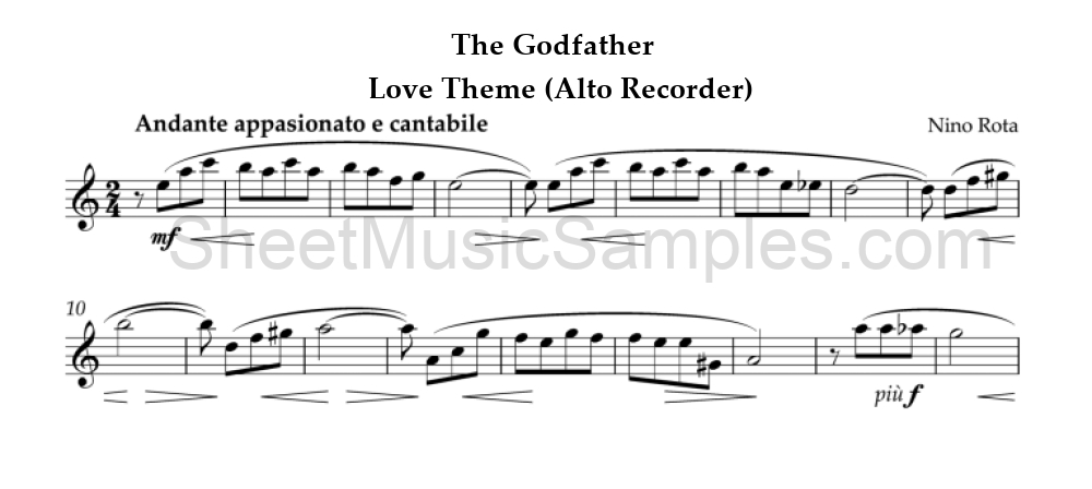 The Godfather - Love Theme (Alto Recorder)