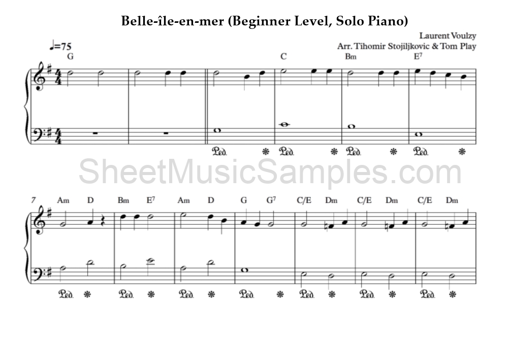 Belle-île-en-mer (Beginner Level, Solo Piano)