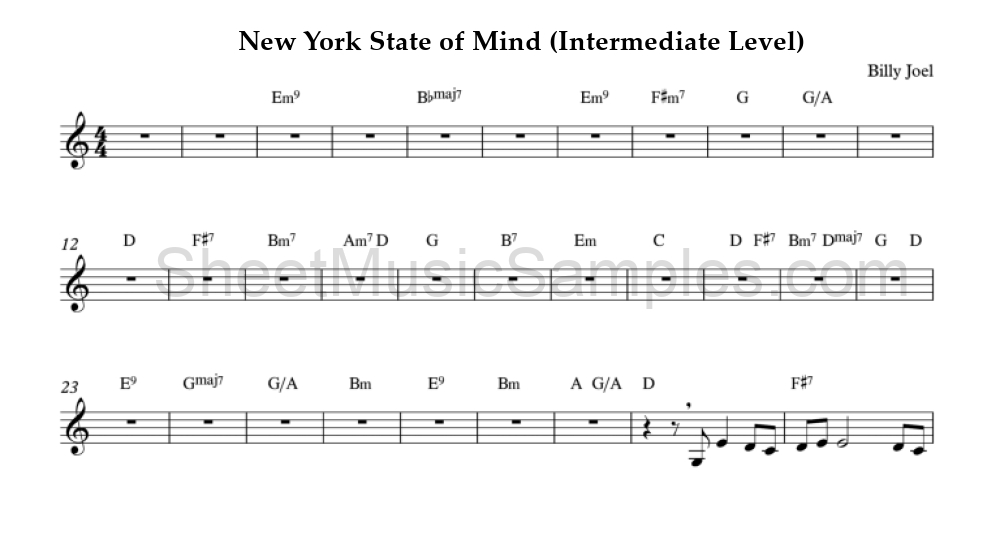 New York State of Mind (Intermediate Level)