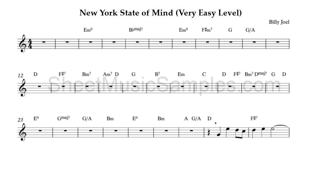 New York State of Mind (Very Easy Level)