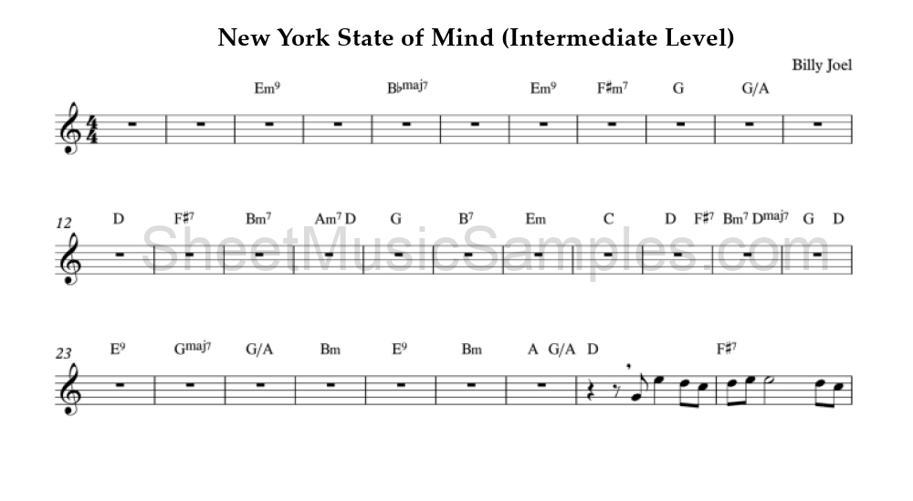 New York State of Mind (Intermediate Level)