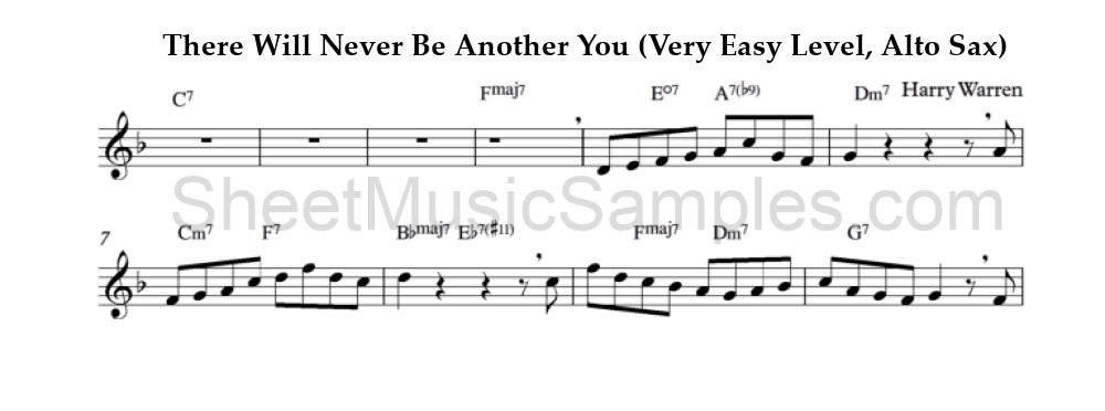 There Will Never Be Another You (Very Easy Level, Alto Sax)