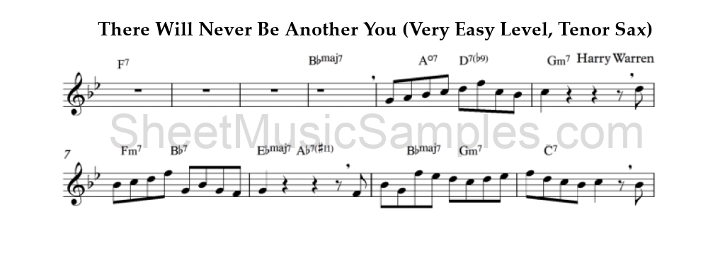 There Will Never Be Another You (Very Easy Level, Tenor Sax)