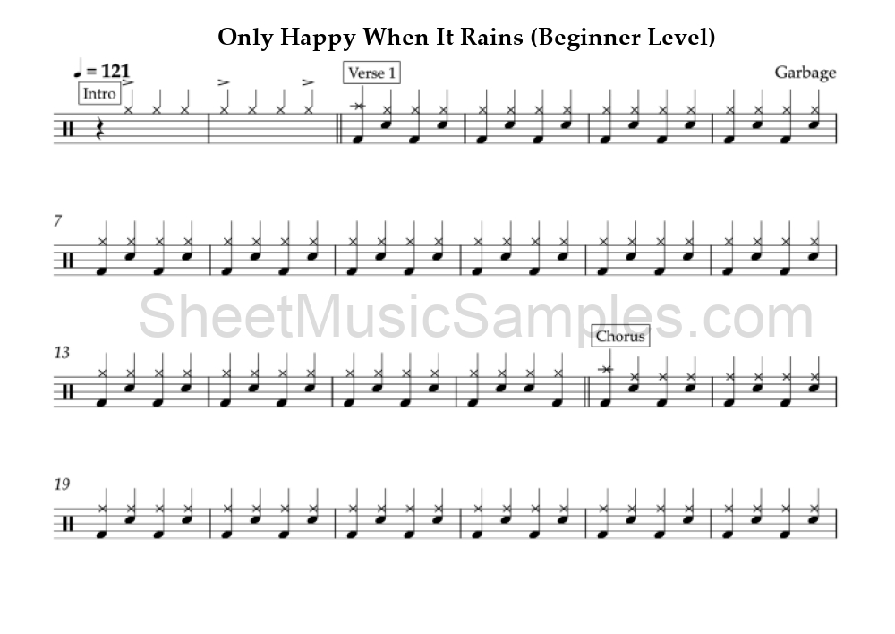 Only Happy When It Rains (Beginner Level)