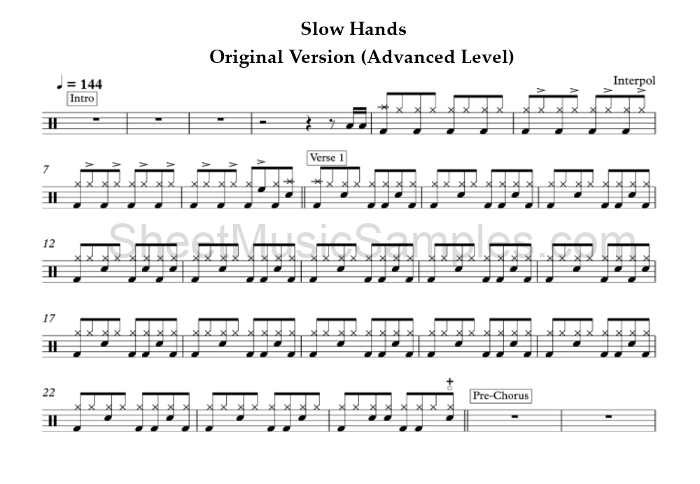 Slow Hands - Original Version (Advanced Level)