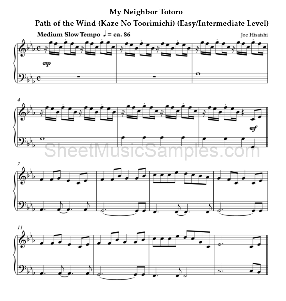 My Neighbor Totoro - Path of the Wind (Kaze No Toorimichi) (Easy/Intermediate Level)