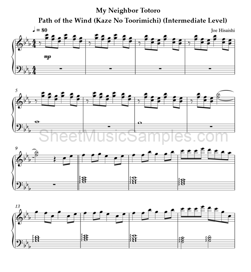 My Neighbor Totoro - Path of the Wind (Kaze No Toorimichi) (Intermediate Level)