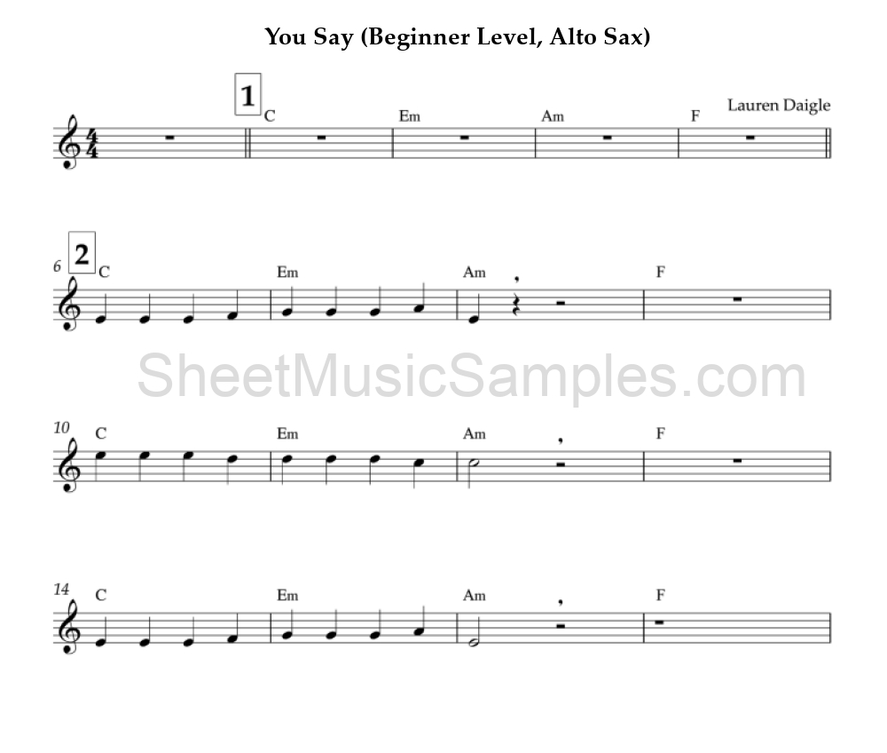 You Say (Beginner Level, Alto Sax)