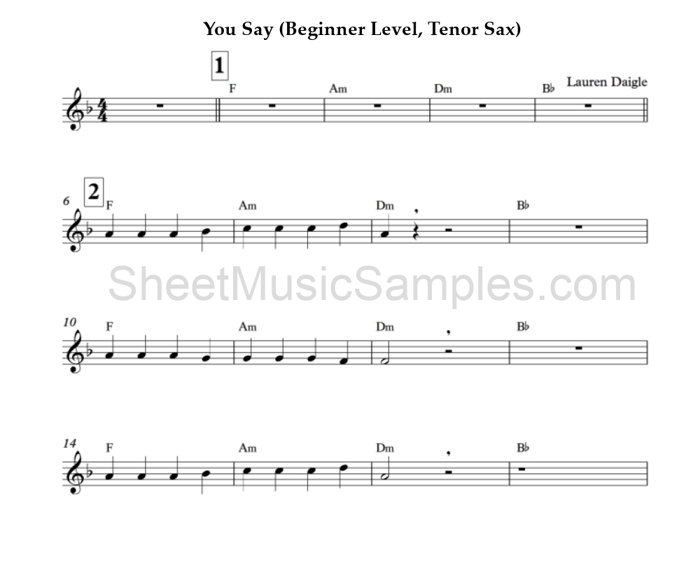 You Say (Beginner Level, Tenor Sax)